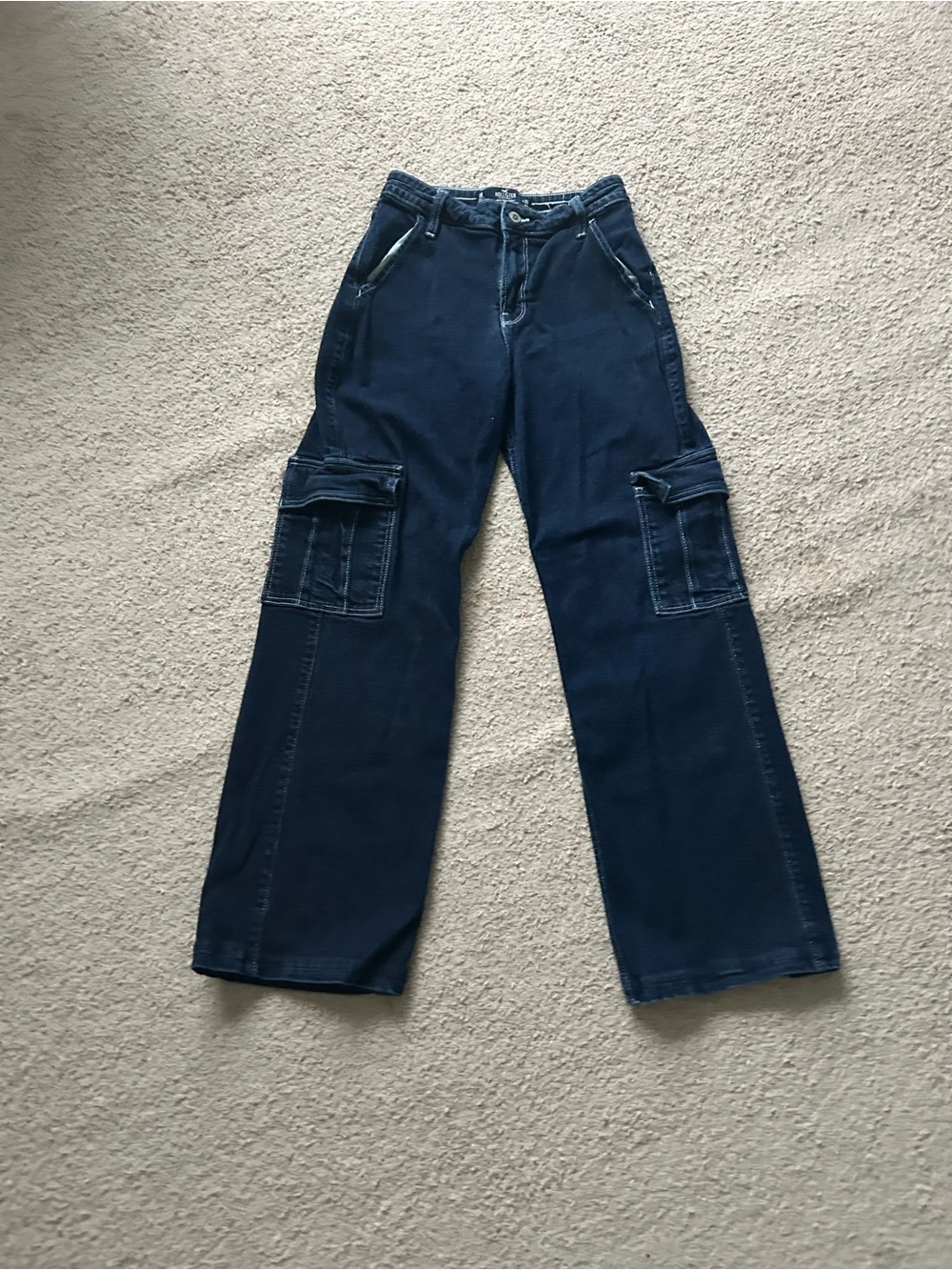 Hollister Navy Wide-Leg Cargo Jeans